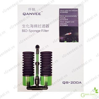 Qanvee - bio sponge filter qs-200a | sủi bio có ngăn chứa vật liệu lọc cao cấp