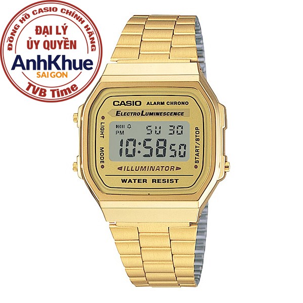 Đồng hồ unisex dây kim loại Casio chính hãng Anh Khuê A168WG-9WDF (36mm)