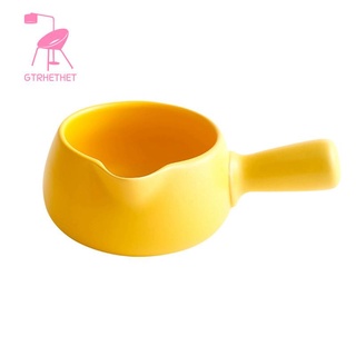 One-Handed Pot Milk Pan Butter Warmer Small Pot Milk Pot Compatible Ceramic Pot Heating Pot Milk Pot Soup Pot, White