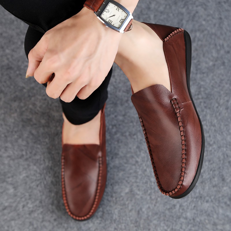 Giày công sở thời trang giản dị cho nam cỡ 38~46 giày đi dạo da giày lười nam đen nâu