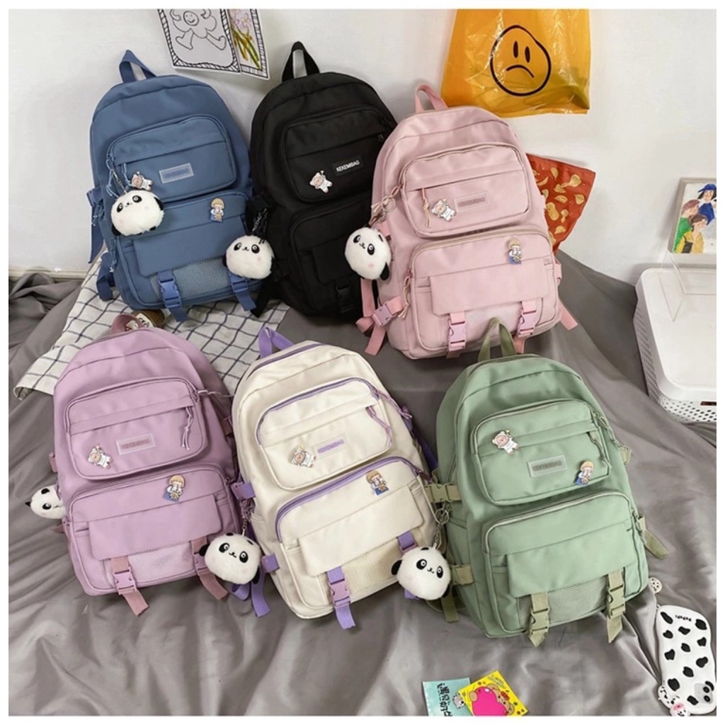 Ba lô học sinh pha lưới nhiều ngăn kekemi  phong cách Hàn Quốc BL6334