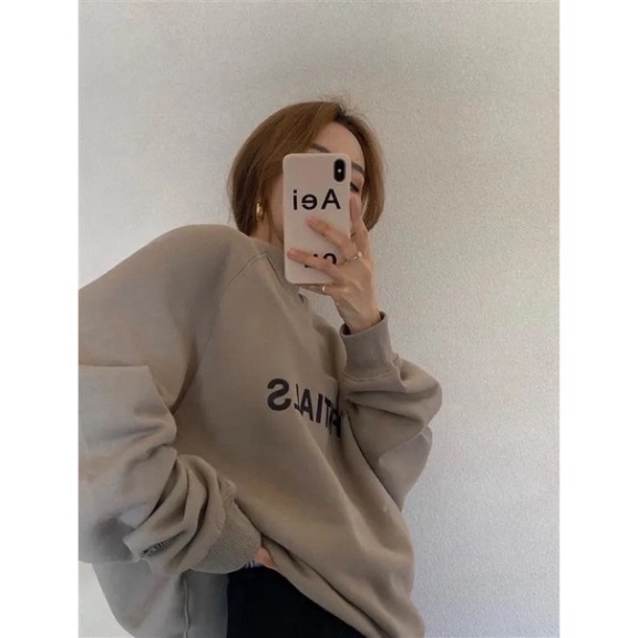 Áo sweater nam nữ Unisex nỉ bông phom rộng màu nâu cổ tròn dài tay chữ SFNTIALS phong cách Ulzzang Hàn Quốc | BigBuy360 - bigbuy360.vn