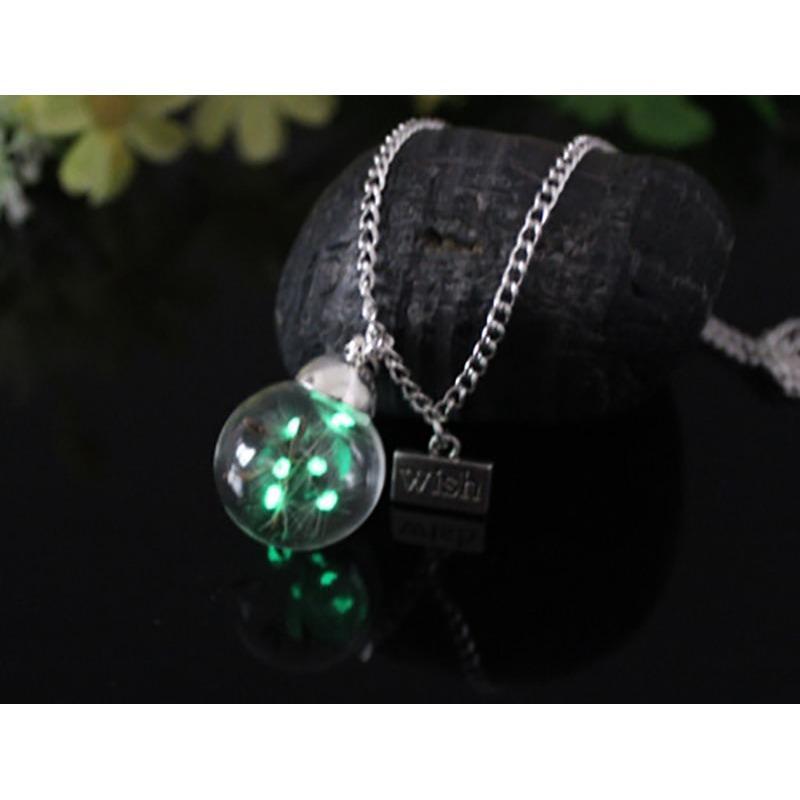 Dây chuyền sáng tạo từ nhựa Resin vòng cổ phát sáng hoa ép khô bồ công anh