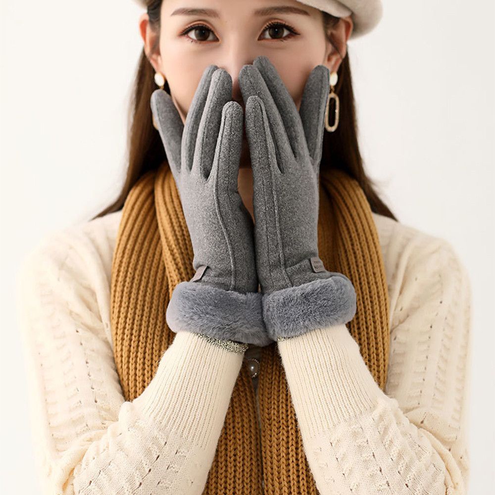 Đôi găng tay vải lông nhung dày giữ ấm nhiều màu sắc tùy chọn thời trang dành cho nữ