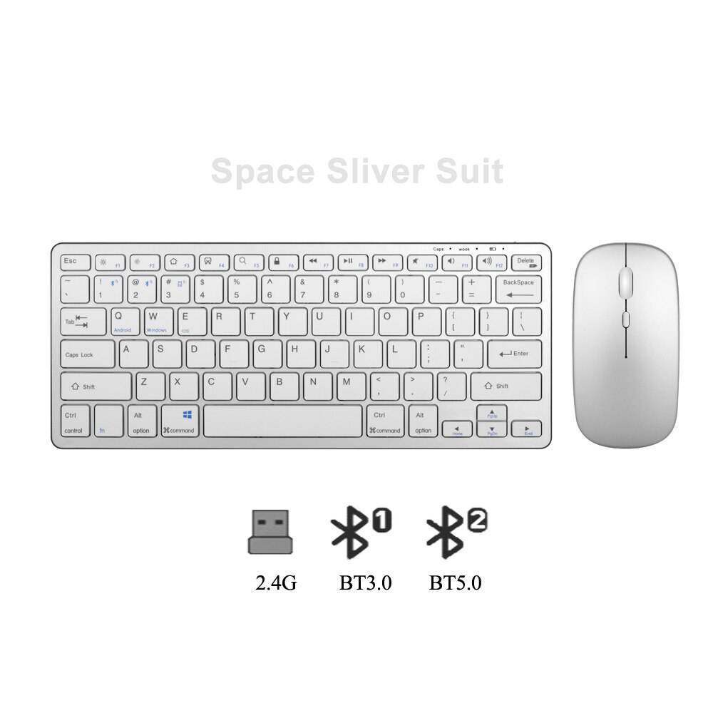 Combo Bàn Phím Và Chuột Bluetooth Không Dây Sạc Lại Được Cho Laptop PC Windows Android Notebook