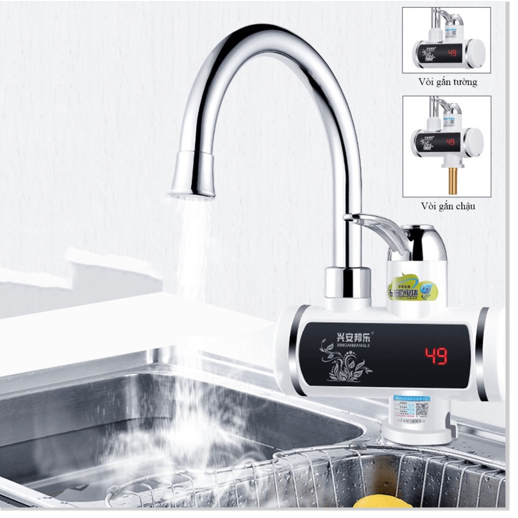 Vòi Lavabo Nóng Lạnh Inox 304Chống giậtlàm nóng trực tiếp tại vòi, tiết kiệm điện và nước, có Rơ-le chống giật an to