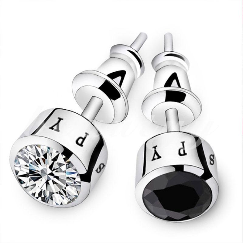 Khuyên tai bạc đính đá kim cương nhân tạo cho nam