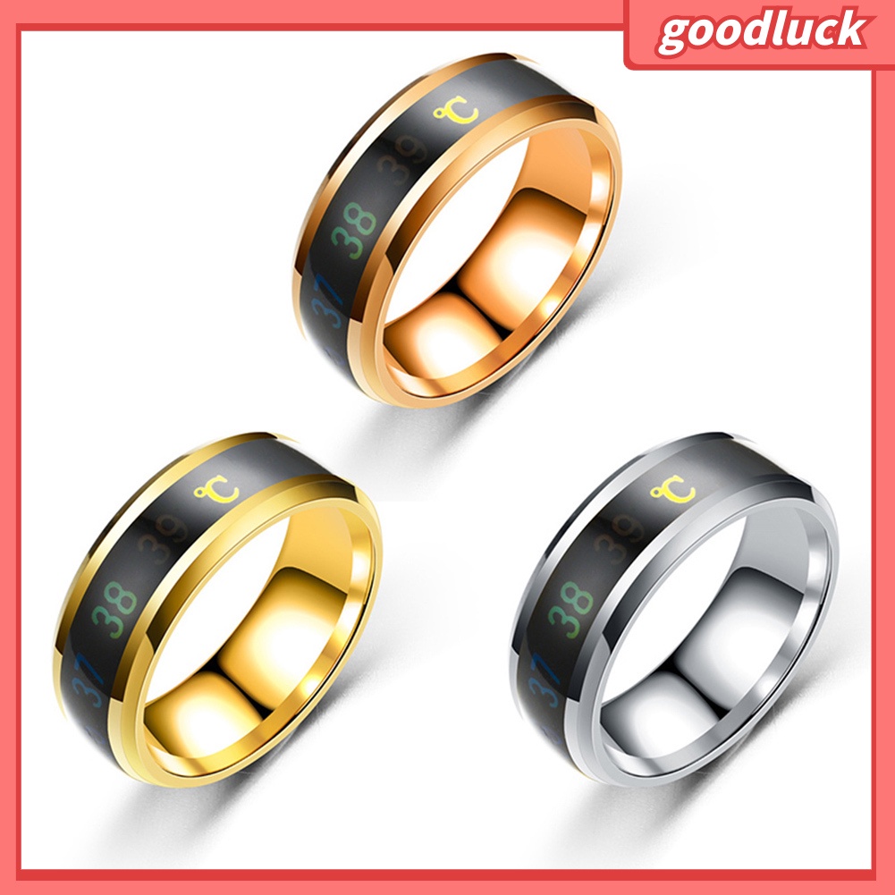 Nhẫn thép không gỉ cảm biến nhiệt độ phong cách unisex