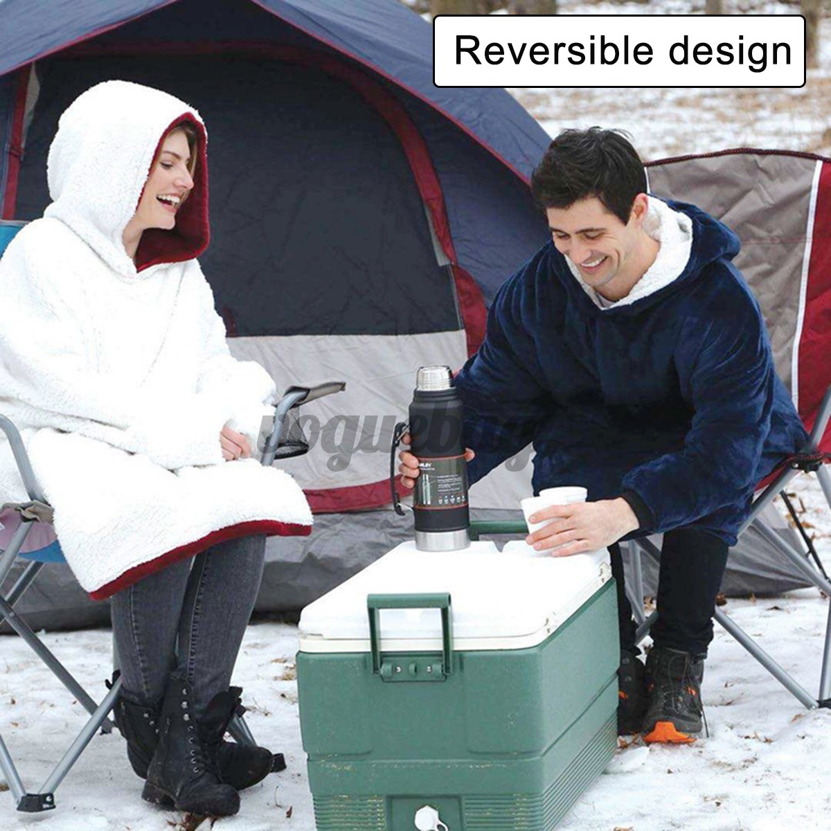 Áo nỉ ngoại cỡ có mũ trùm đầu rộng kiêm chăn lông siêu bông mịn ấm áp | BigBuy360 - bigbuy360.vn