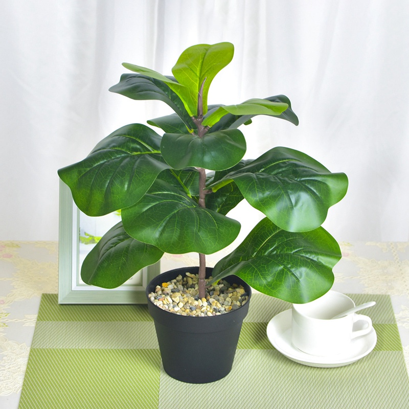 2 cái Cây Fiddle Leaf Fig Tree 19,6 Inch Faux Plants Ficus Bush Greenery để trang trí sân tiệc cưới ngoài trời