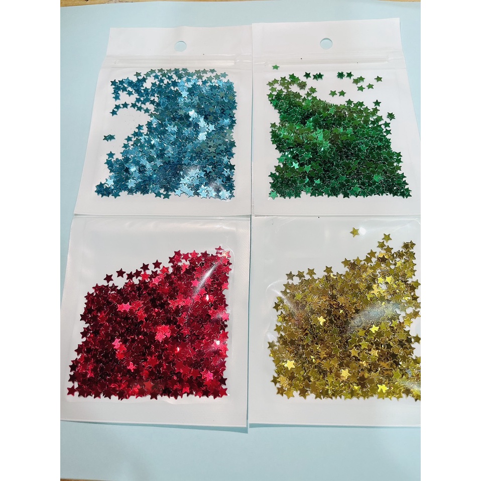 Set 4 túi Kim Tuyến Ngôi Sao[túi 3gram,lá,dương,đỏ,vàng]