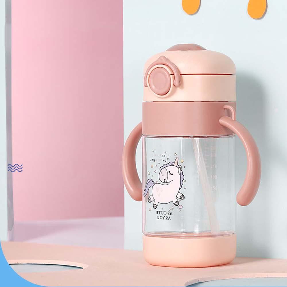 Bình Đựng Nước Bằng Nhựa Chống Tràn Chống Rơi Họa Tiết Hoạt Hình Dễ Thương Cho Bé