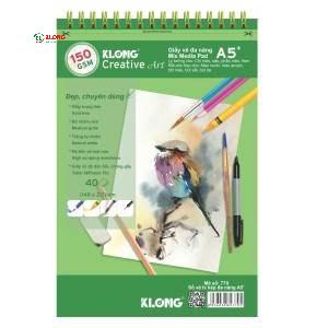 Sổ vẽ A5+ cao cấp lò xo kép xé 150GSM 40 tờ; MS: 770