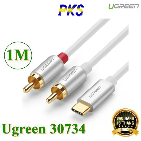 Cáp USB Type C to AV 2 Hoa sen (2RCA) dài 1m Ugreen 30734 - 30734