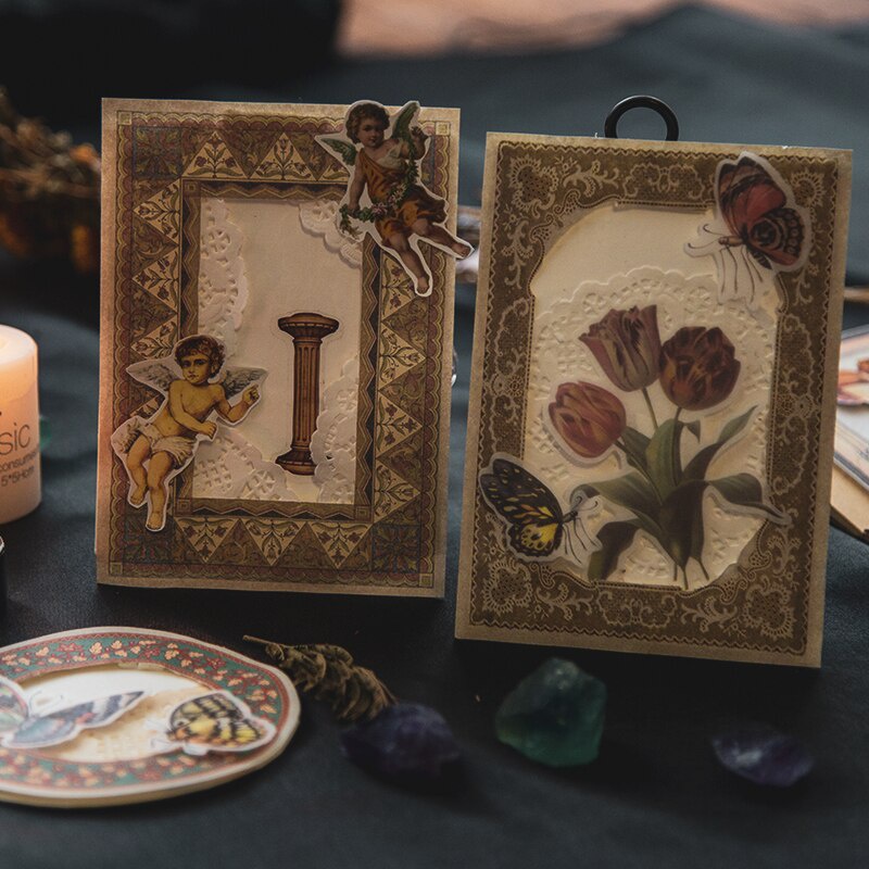 Set 30 Giấy Ghi Chú Phong Cách Vintage Dùng Trang Trí Sổ Tay Diy
