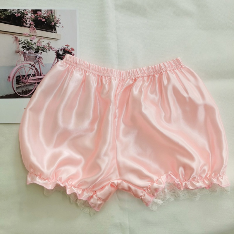 Btf Quần Short An Toàn Dáng Rộng Màu Trơn Viền Ren Nhún Bèo Phong Cách lolita Hầu Gái gothic Cổ Điển An Toàn Cho Nữ
