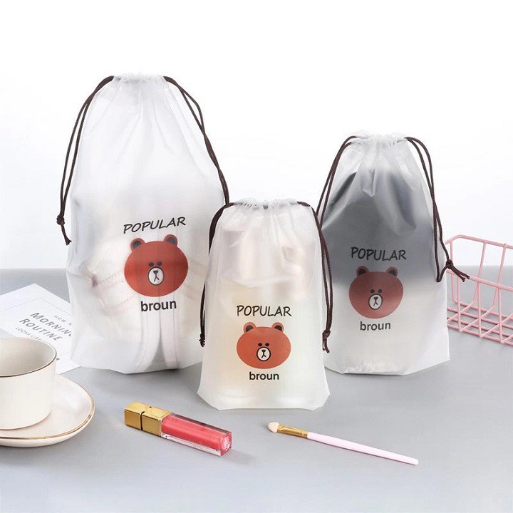Túi đựng đồ dùng cá nhân chống thấm dây rút hình gấu (THG03) tuancuashop