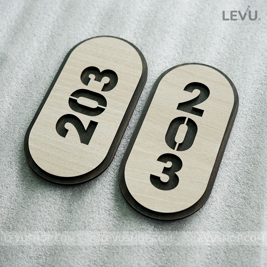 Bảng số phòng khách sạn hotel bằng gỗ dán cửa trang trí homestay LEVU-BG23