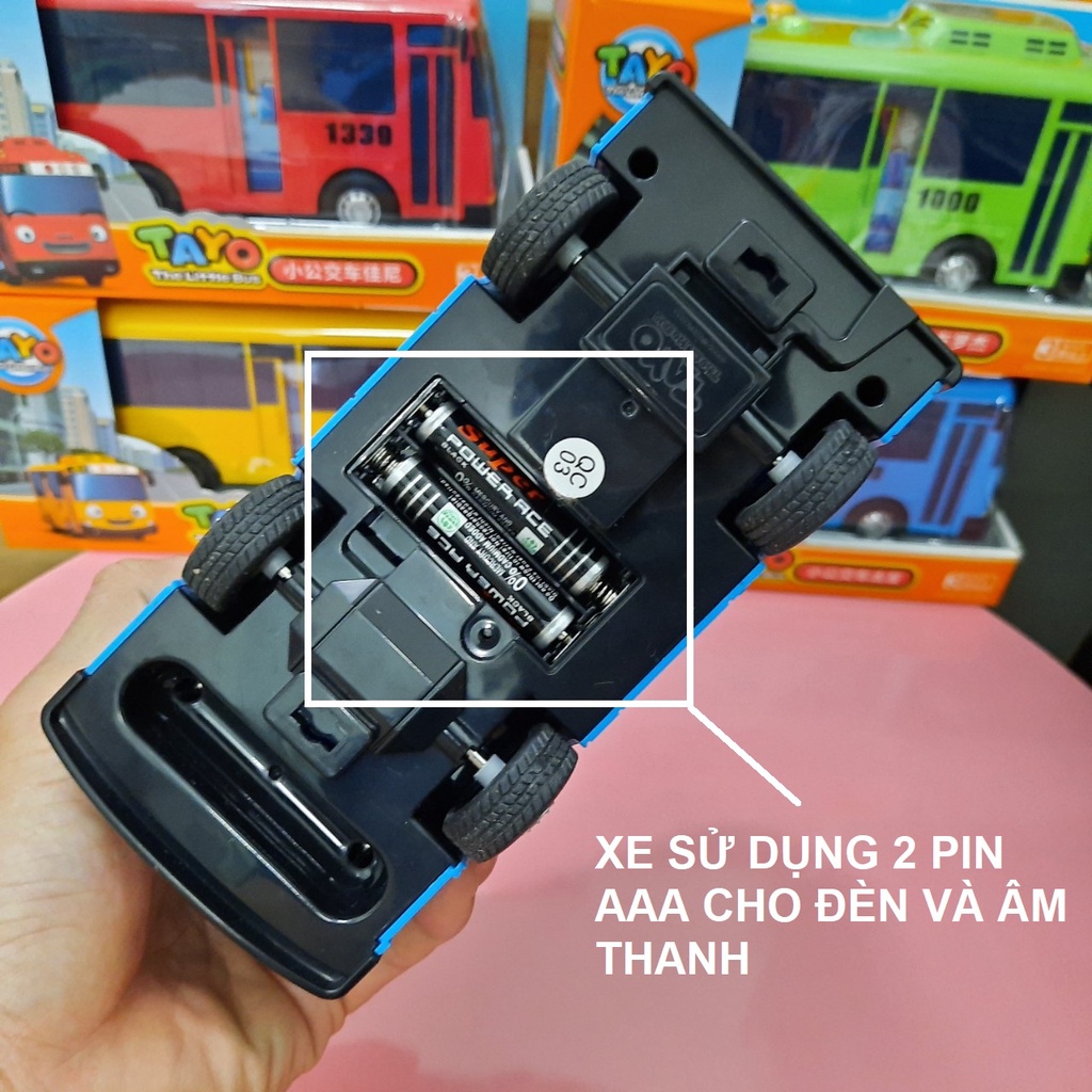 Bộ xe buýt Tayo The little bus gồm 2 xe Tayo và xe trộn bê tông Chris có âm thanh và đèn