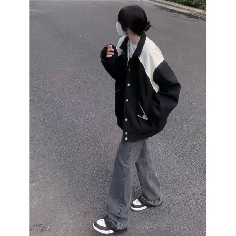 Áo Khoác Bomber Dù 2 Lớp Áo Khoác Phối Màu Trắng Đen Nam Nữ