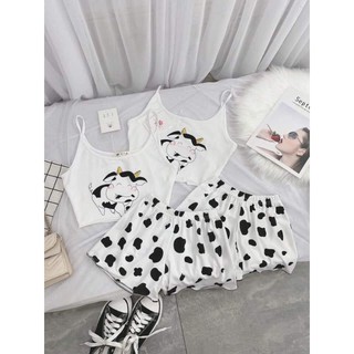 Set quần áo nữ bò sữa hai dây