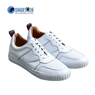 Giày thể thao SMARTMEN tăng chiều cao Da bò CROSS-04 Trắng