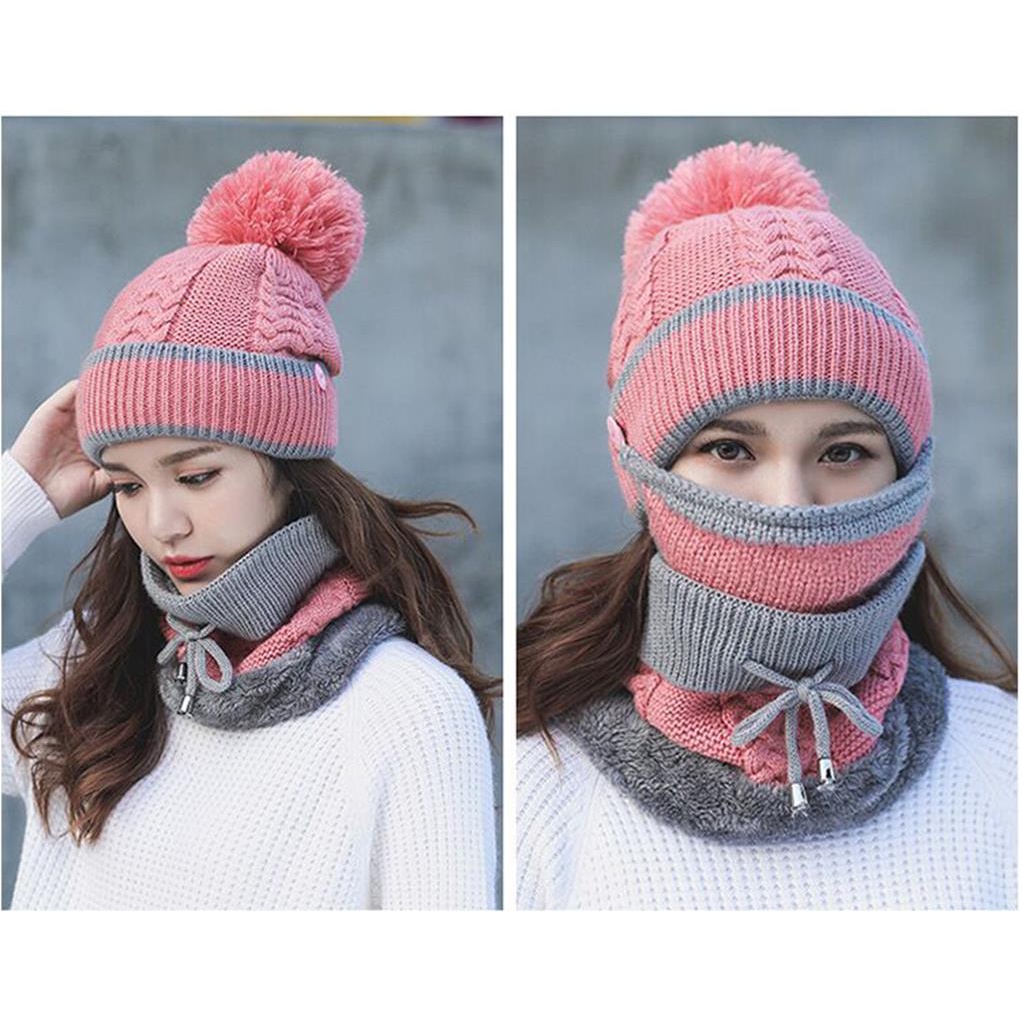 Mũ len nữ quả bông thời trang hàn quốc 3 trong 1 YUKAGO SA363