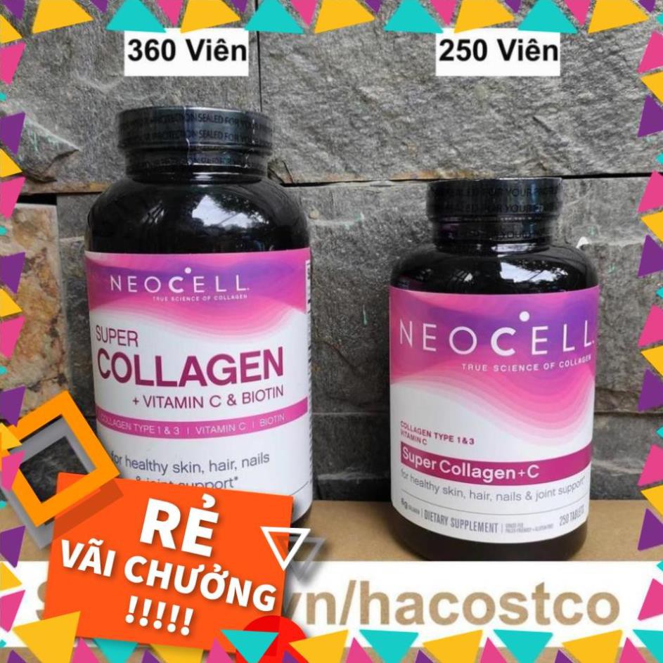 ( KIBO ) Viên Uống Super Collagen Neocell +C 6000 Mg type 1 - 3 Neocell 360 và 250 viên