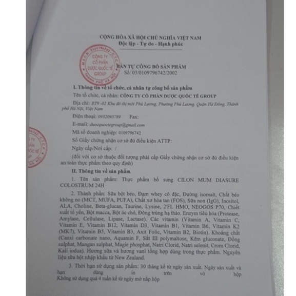 Sữa Dinh Dưỡng Người Lớn CILONMUM Diasure Colostrum 24h 400g/ 900g