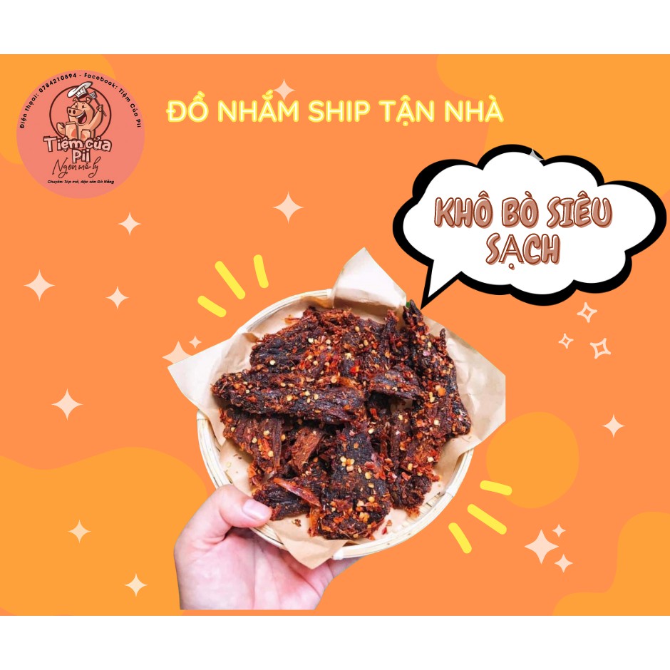 [ 100% Thịt Bò Sạch ]-Thịt bò khô miếng, khô bò mềm cay siêu ngon nhà làm đặc sản Đà Nẵng loại đặc biệt 200gr | BigBuy360 - bigbuy360.vn