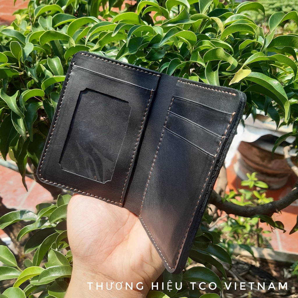 Ví nam dáng đứng sang trọng nhiều ngăn bóp ví màu đen cao cấp nhỏ gọn đẹp da mềm đựng tiền và thẻ atm