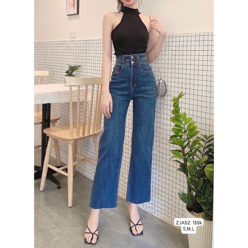 (Mẫu mới- Freeship) Quần jean ôm xuông 2 đai_ZJA52