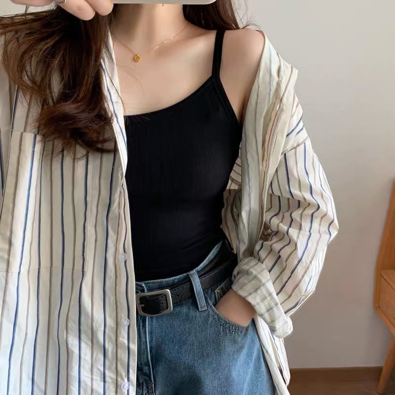 Áo thun 2 dây siêu mịn cotton co giãn 4 chiều ôm body chất đẹp