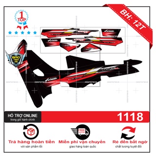 Tem rời dán xe wave nhỏ đời đầu đỏ đen chế - Bi Decal
