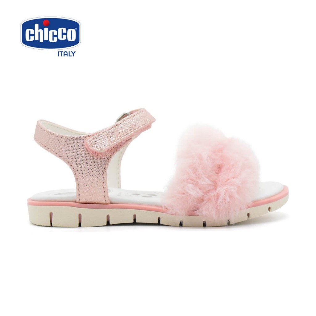 Sandal mát-xa chân cho bé quai ngang lông Pinky Chicco