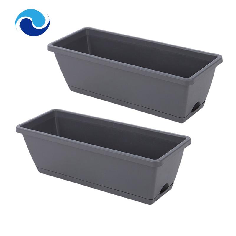 Set 2 hộp trồng cây tự tưới hình chữ nhật trang trí nhà cửa