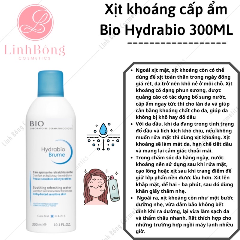 XỊT KHOÁNG CẤP ẨM BIO FRANCE HYDRABIO NỘI ĐỊA PHÁP 300ML