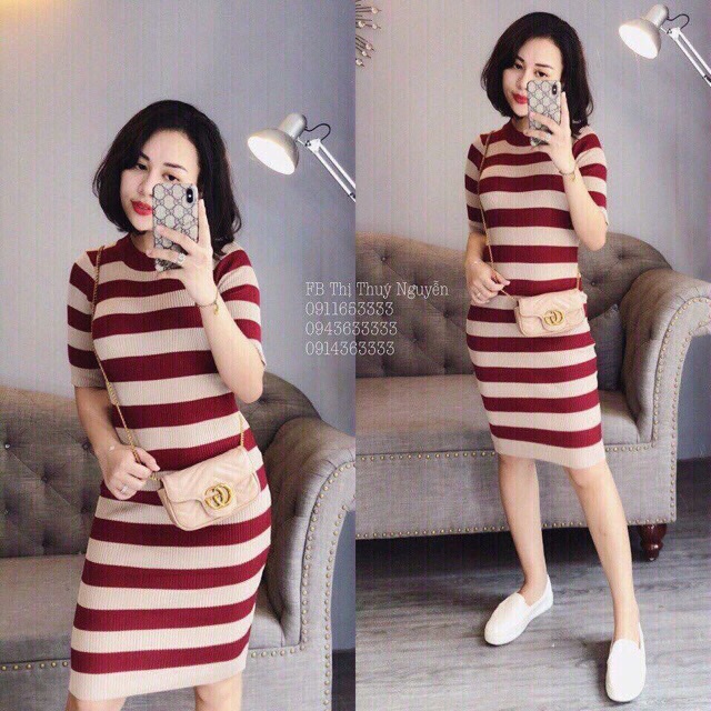 ⚡️FLASH SALE⚡️ĐẦM LEN BODY KẺ NGANG SIÊU ĐẸP | BigBuy360 - bigbuy360.vn