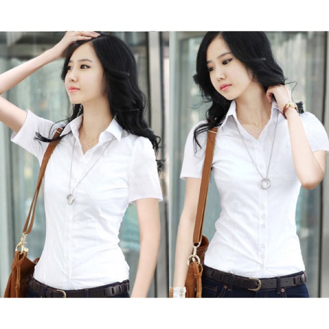 Áo sơ mi trắng big size kiểu đơn giản tay ngắn size 55-80kg