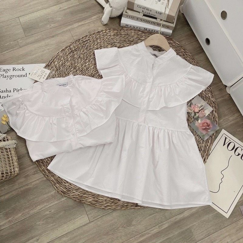 Áo sơ mi nữ ngắn tay áo kiểu nữ cộc tay thiết kế cổ trụ tay bồng tiểu thư PANOSI - Mã A108