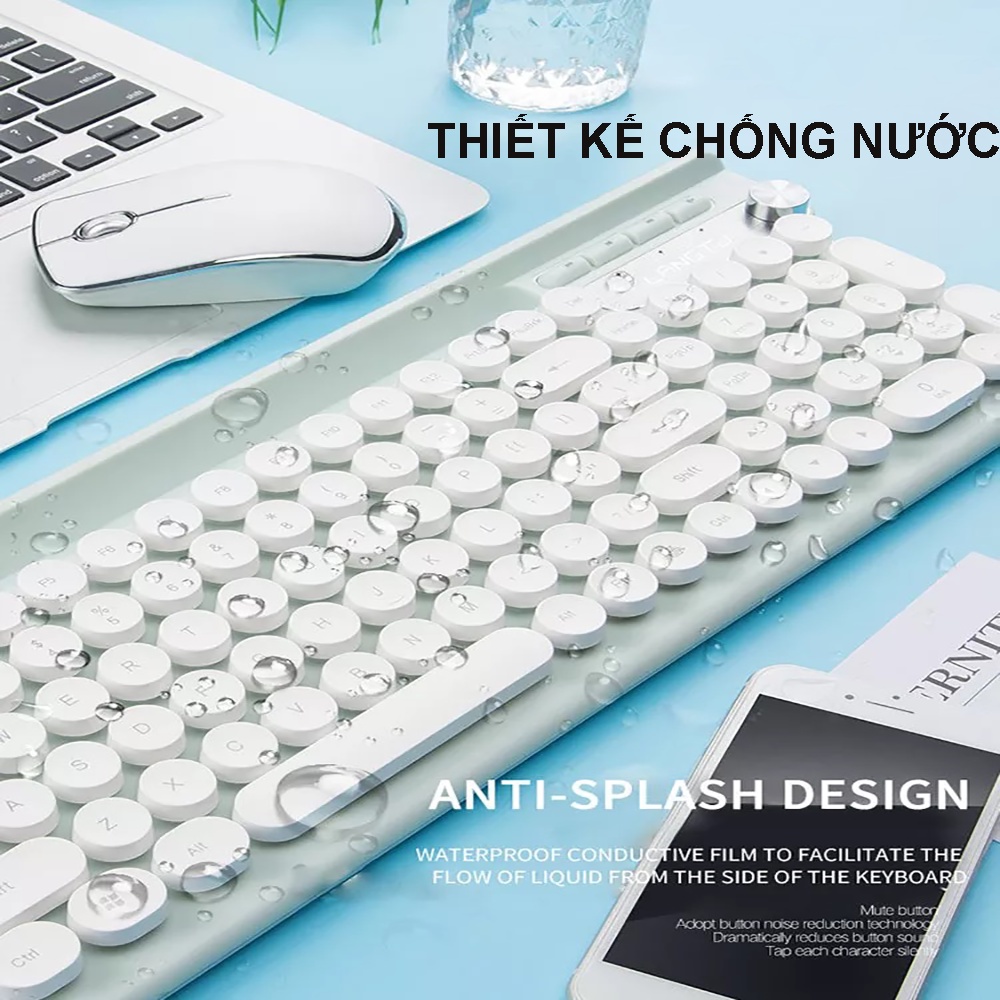 Bộ Bàn Phím Và Chuột Không Dây Cute Cao Cấp LT500 Sạc Pin Nhiều Màu Sắc