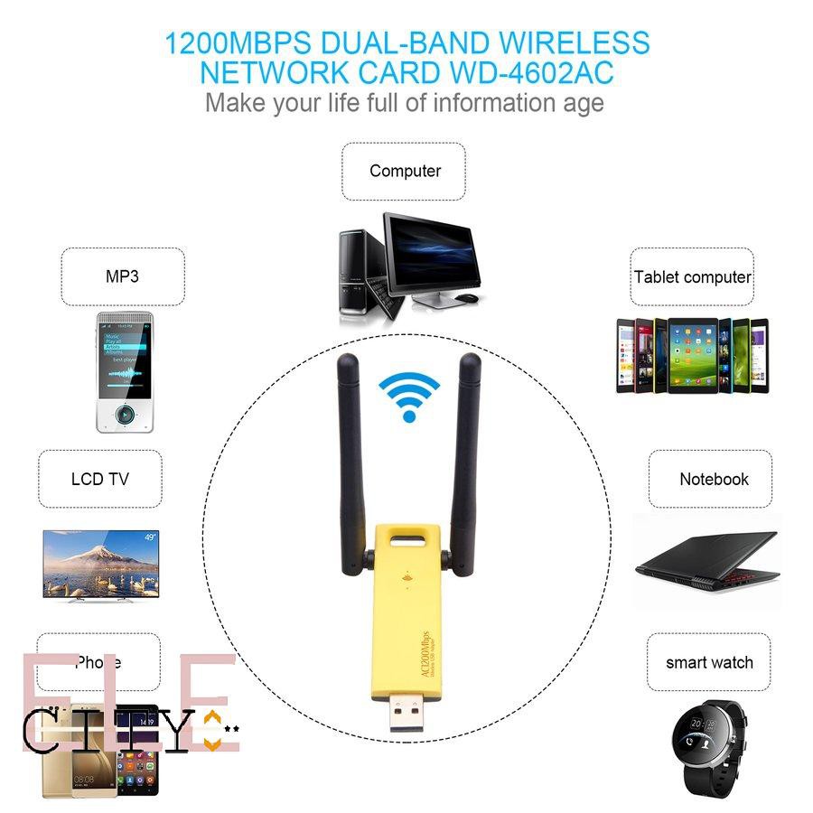 Usb Wifi 888ele 1200mbps Băng Tần Kép 5ghz 2.4ghz 802.11ac | BigBuy360 - bigbuy360.vn