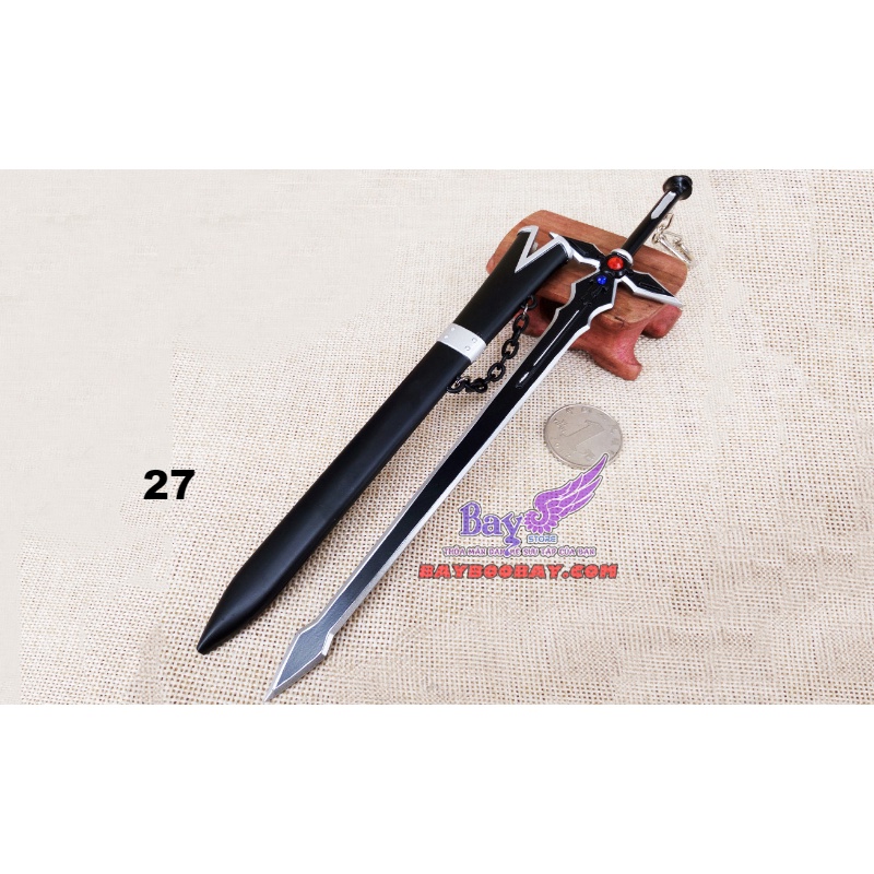 Móc khóa mô hình Cứt Rồng đen 22cm - Kirito Dark Repulser - SAO [tặng đế] | Baystore