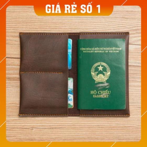 Ví da - Ví đựng hộ chiếu kiêm đựng tiền Hanama cao cấp C10 ( Nâu cafe) - Bảo hành 18 tháng