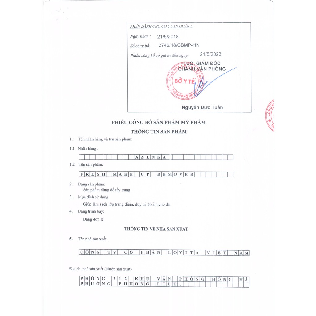 Tẩy trang an toàn lành tính dùng cho mọi loại da AZENKA Fresh Make up Remover - Chai 300 ml ♥️ TAYTRANGAZK