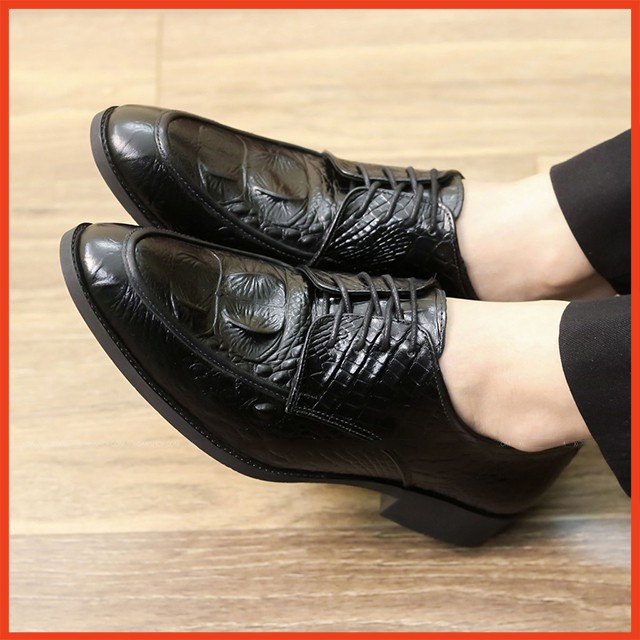 Giày tây nam - Giày da nam buộc dây cao cấp - Da bò tấm loại 1 - Đế cao su đúc cao 3,5cm - BH nổ da 12 tháng - Mã D6155