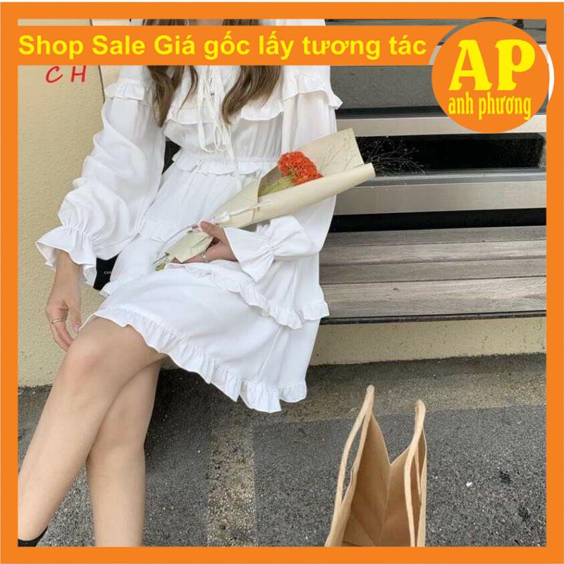 (Ảnh thật + video shop tự quay) Váy Viền Bèo Nữ 🦋 Đầm Nữ Buộc Nơ Viền Tầng hai màu đen, trắng  Vintage , váy tiểu thư 🦋 | BigBuy360 - bigbuy360.vn