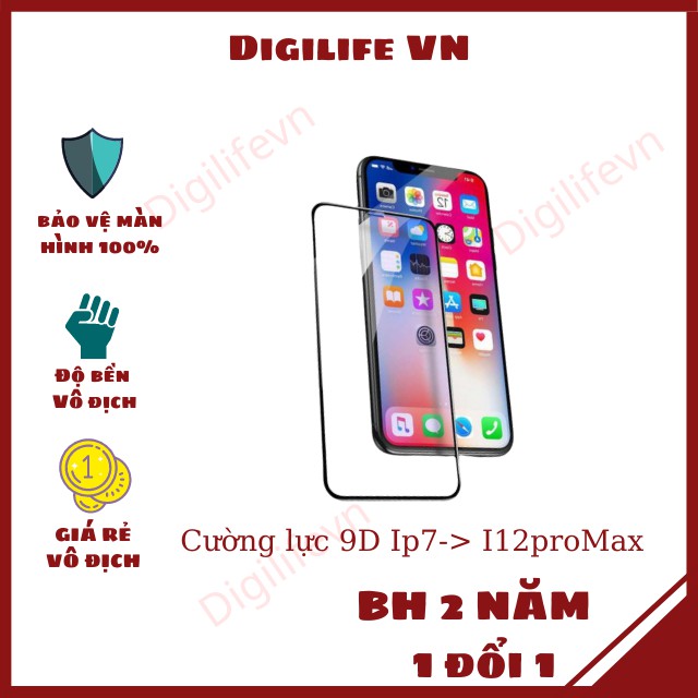 Kính Cường Lực 9D Dành Cho Ip7/8 plus , X, XS, XS Max, 11/12 Pro, Pro Max