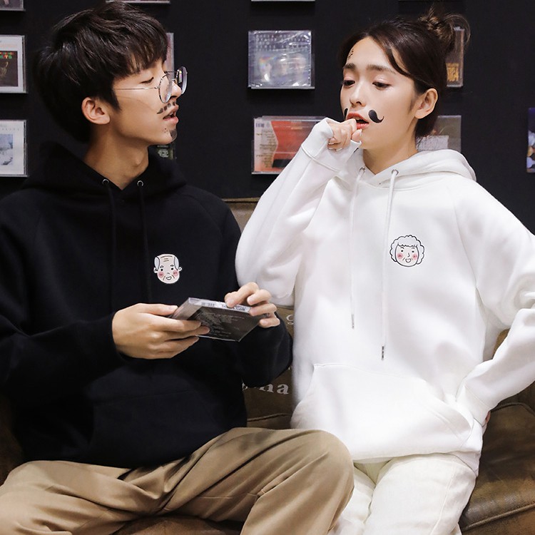 Áo Hoodie Cặp Đôi Nam Nữ Unisex Heo và Thỏ phong cách Hàn Quốc cá tính, Chất nỉ nhung dày mã HD18 - Tặng vòng tay