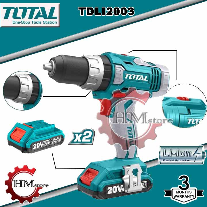 [Chính hãng] Máy Khoan dùng pin Li-ion 20V TOTAL TDLI2003 - Máy khoan pin cầm tay 20V